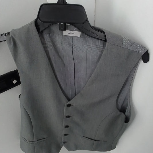 Men's Grey Vest - Size M, Polyester/Rayon
