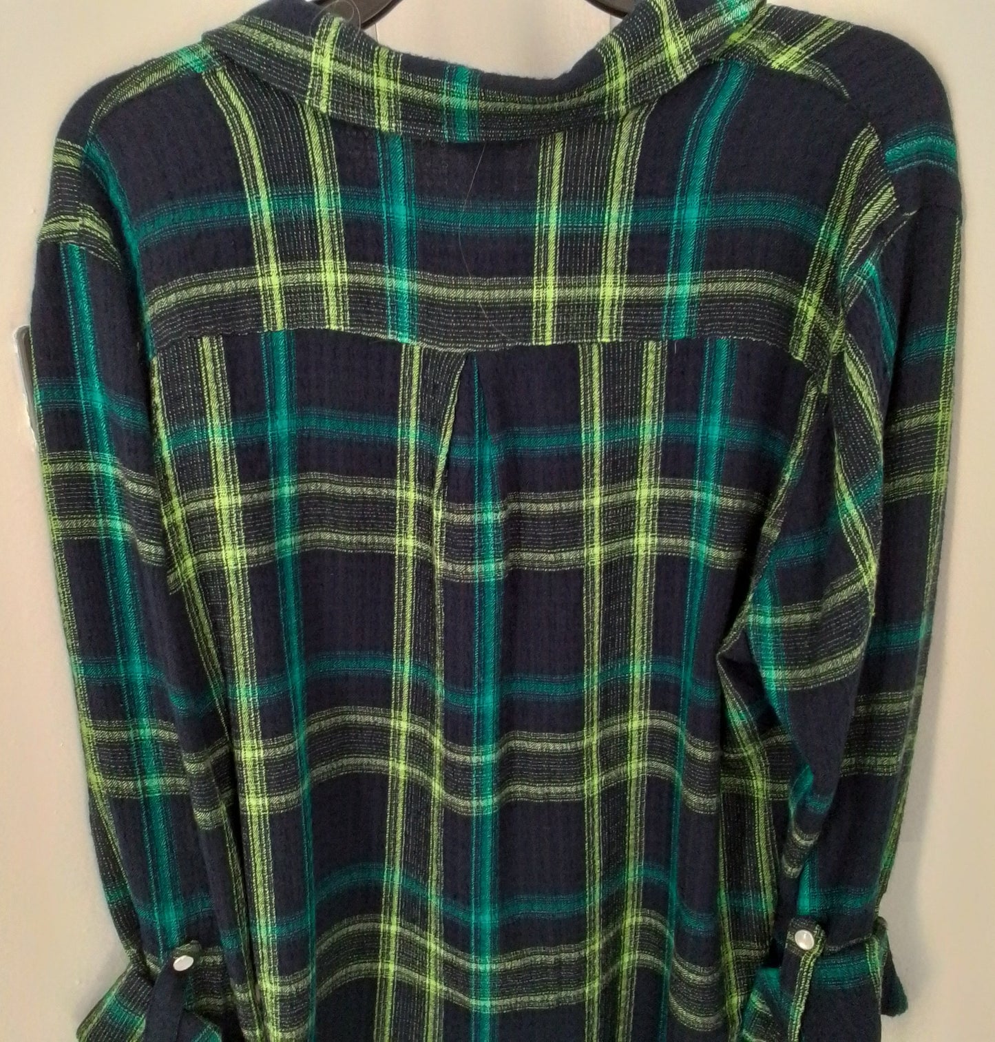 Cato Women's Green Blue Flannel Button Up Shirt - Size L