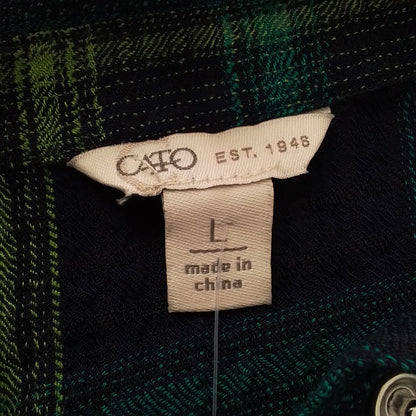 Cato Women's Green Blue Flannel Button Up Shirt - Size L