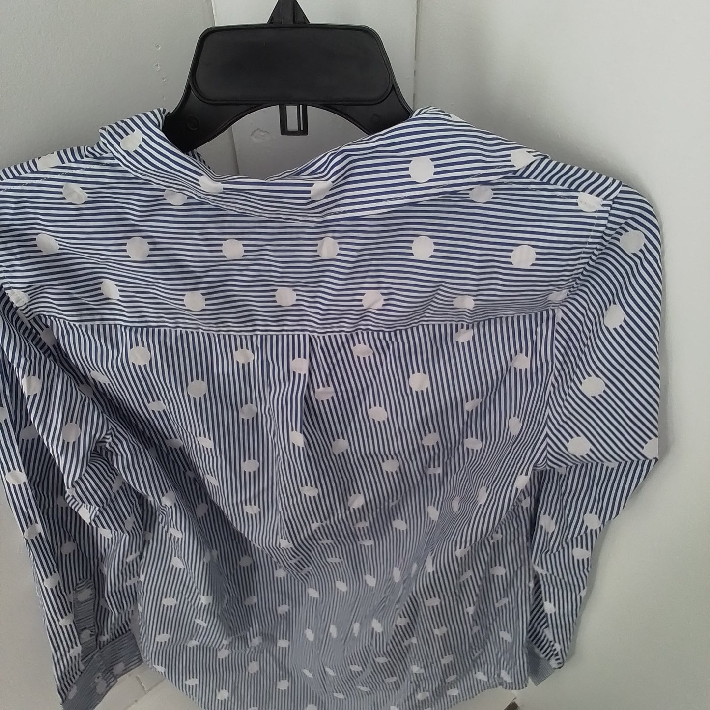 Women's Button Up Shirt - Size S - White/Blue - Cotton