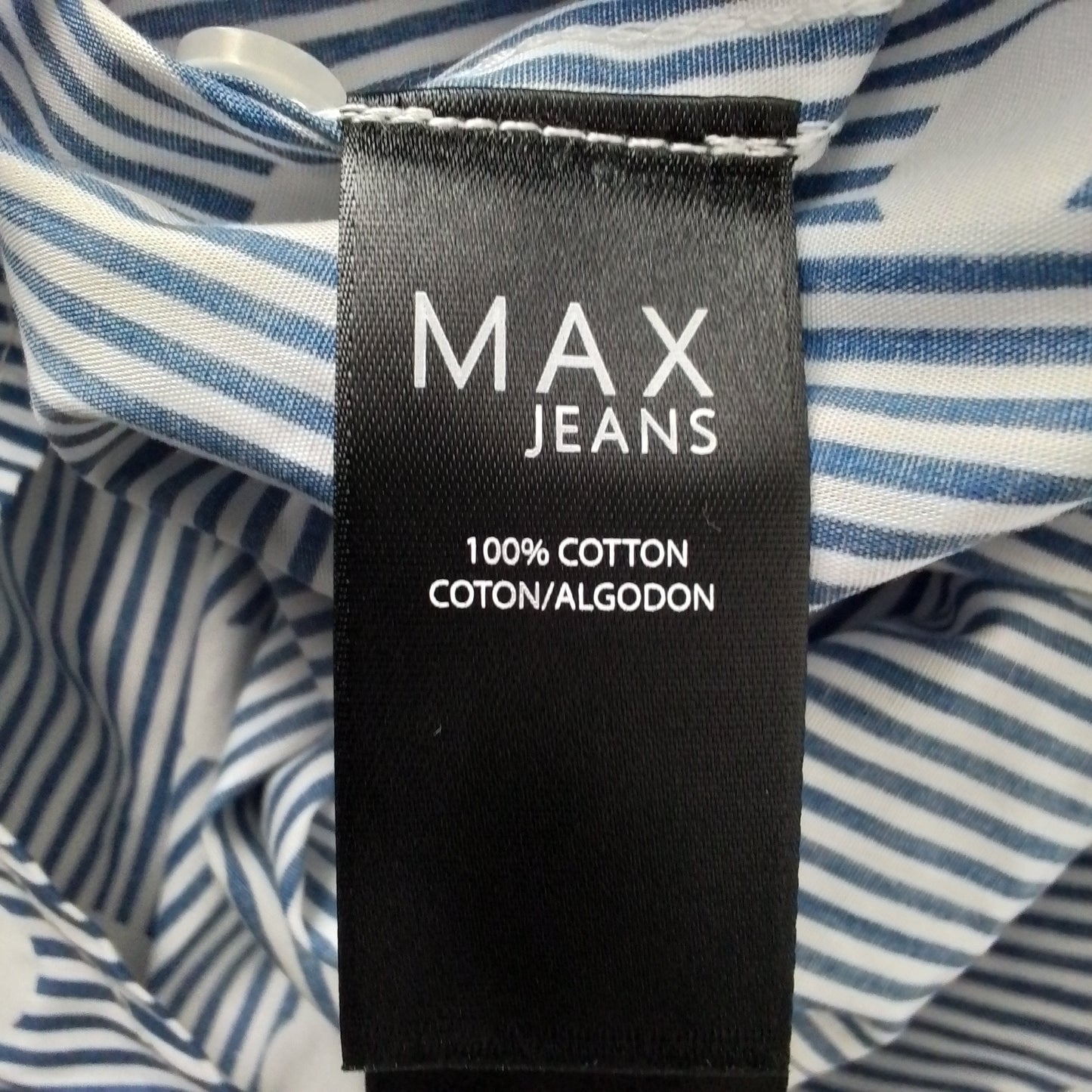 Women's Button Up Shirt - Size S - White/Blue - Cotton