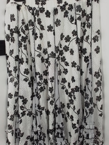 Coldwater Creek Women's Skirt - White, Black, Floral