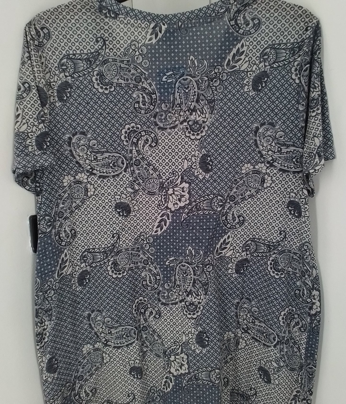 Cato Women's Blouse L Blue White Floral Cotton Polyester