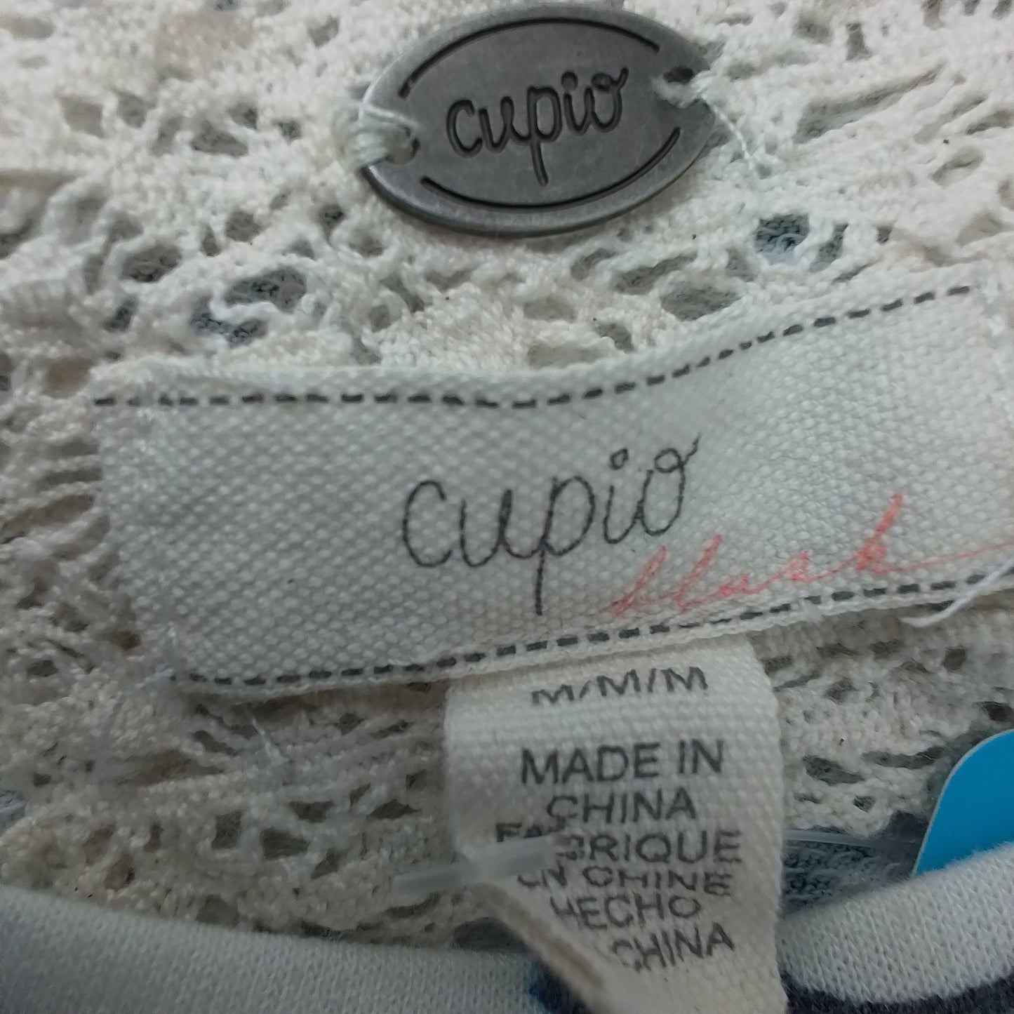 Women's Floral Short Sleeve Shirt - White/Blue, Size M