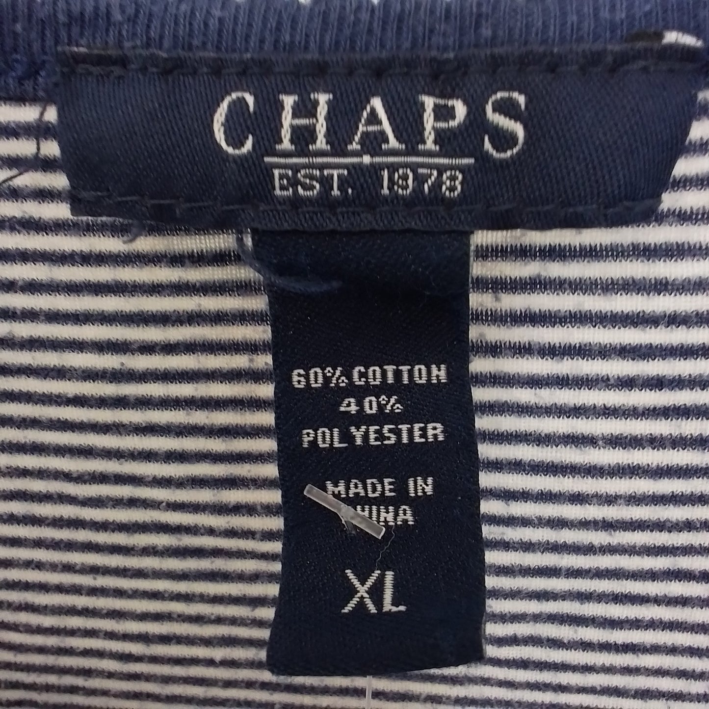 Chaps Women's XL White Blue Striped Blouse Cotton Polyester