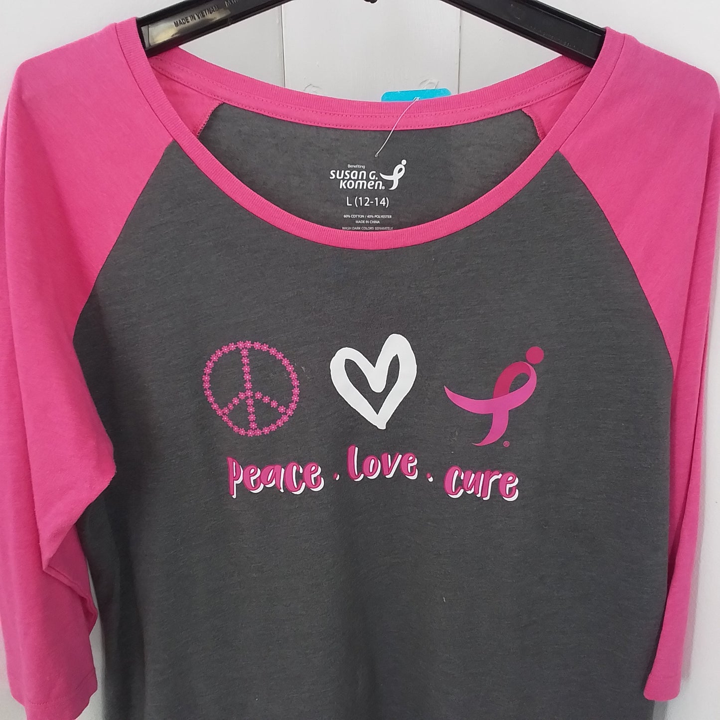 Women's Raglan T-Shirt - Grey, White, Pink - Cotton/Polyester