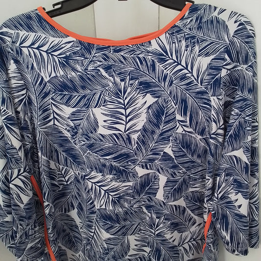 Ruby Rd Women's Shirt - Orange/White/Blue - Size L/Ps