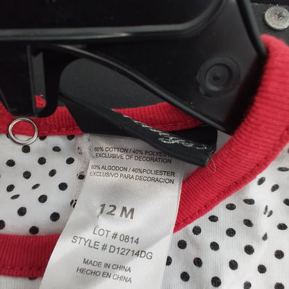 Kids Shirt, 12 Months, Cotton/Polyester, White/Red/Black/Polka Dots