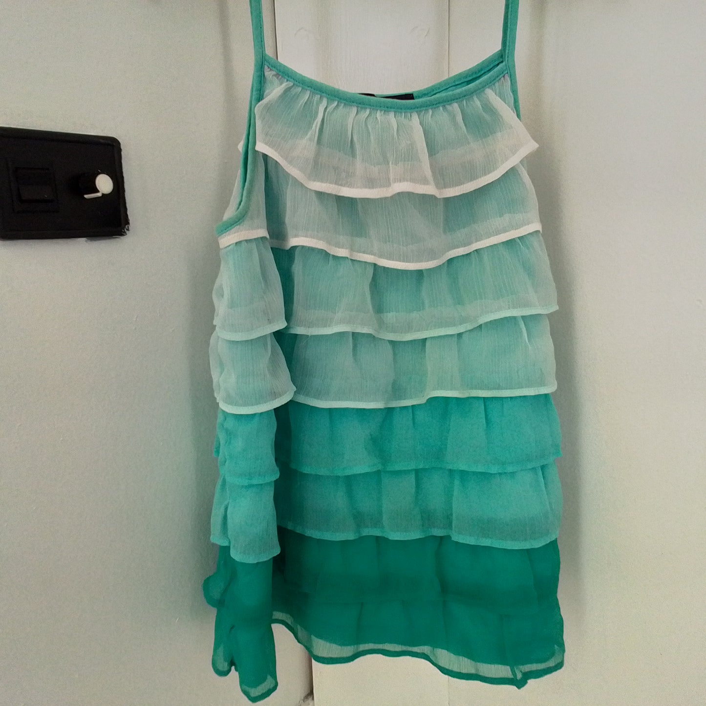 Gap girls shirt - White/Teal, Size 10, Cotton/Polyester