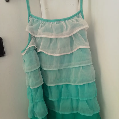 Gap girls shirt - White/Teal, Size 10, Cotton/Polyester