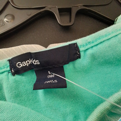 Gap girls shirt - White/Teal, Size 10, Cotton/Polyester