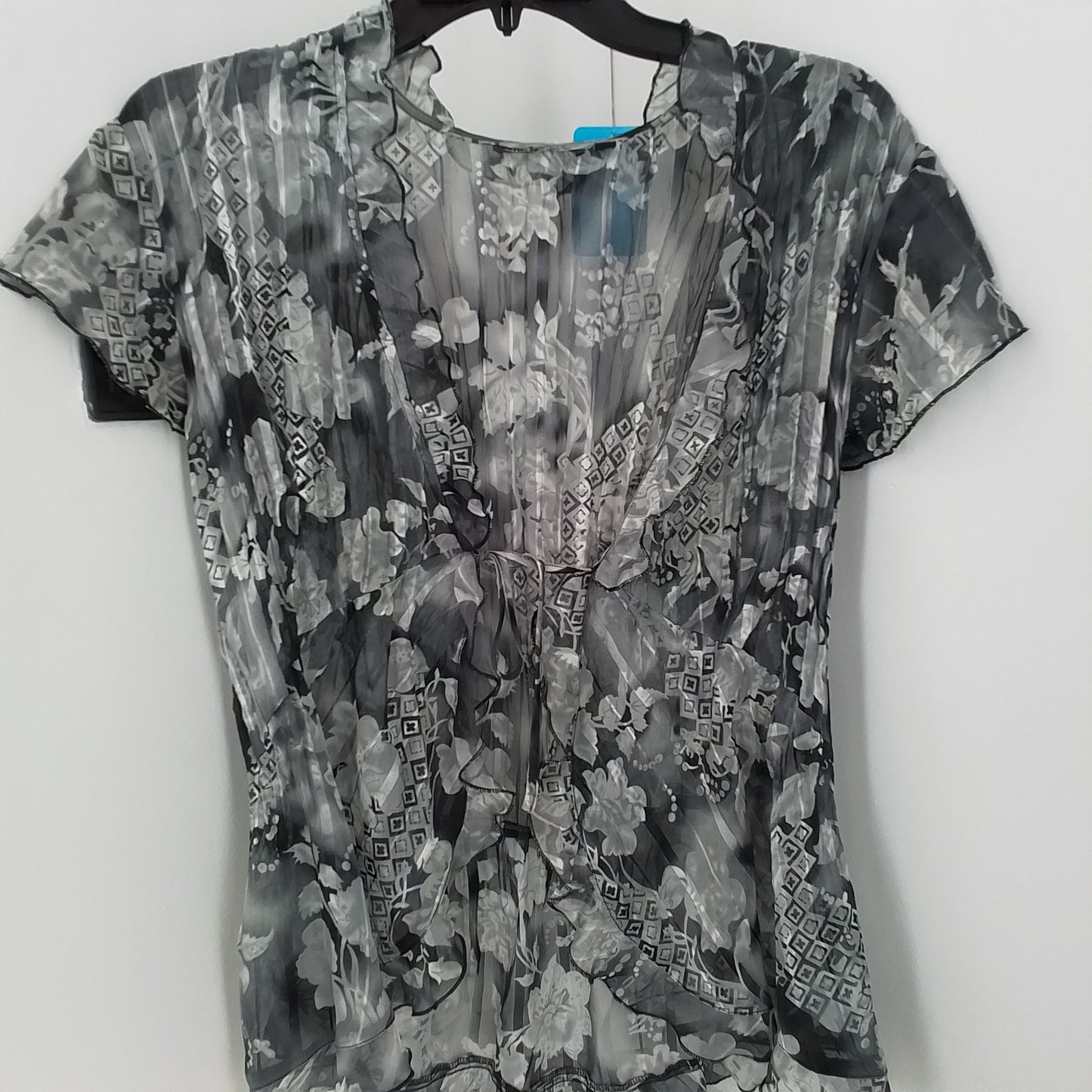 Womens Polyester Shawl - Size L, White/Black/Grey/Floral