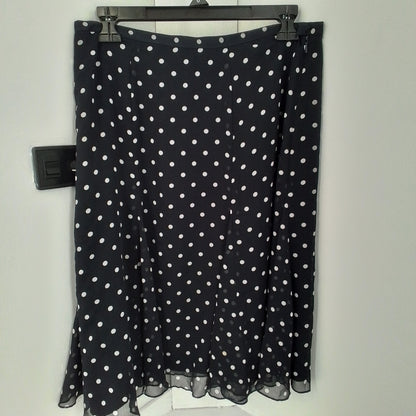 Liz & co. Women's Skirt - White/Black Polka Dot, Size 10