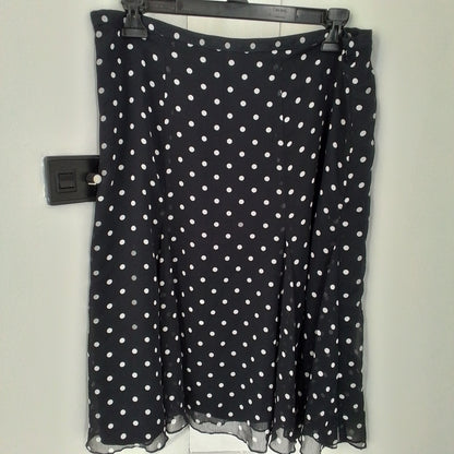 Liz & co. Women's Skirt - White/Black Polka Dot, Size 10