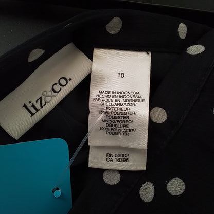 Liz & co. Women's Skirt - White/Black Polka Dot, Size 10