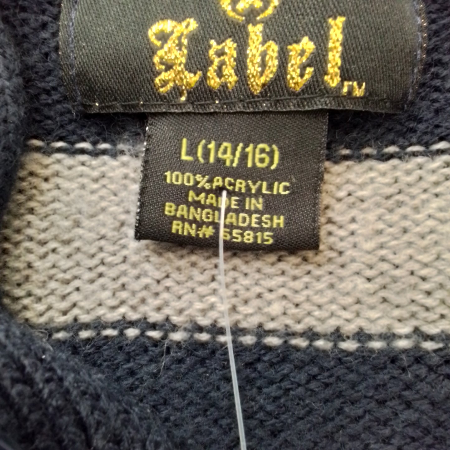 Kids Acrylic Sweater - Black/Grey, Size L