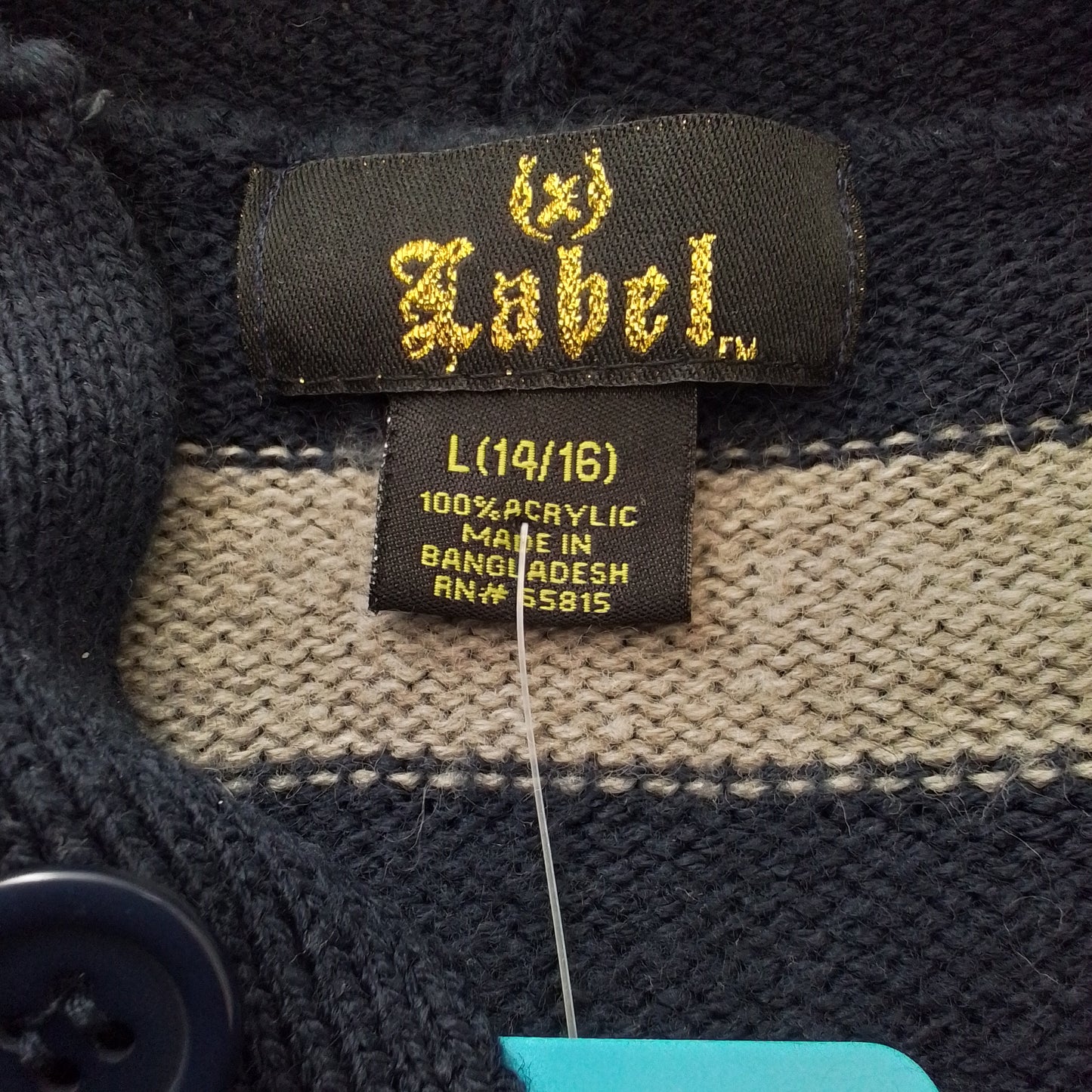 Kids Acrylic Sweater - Black/Grey, Size L