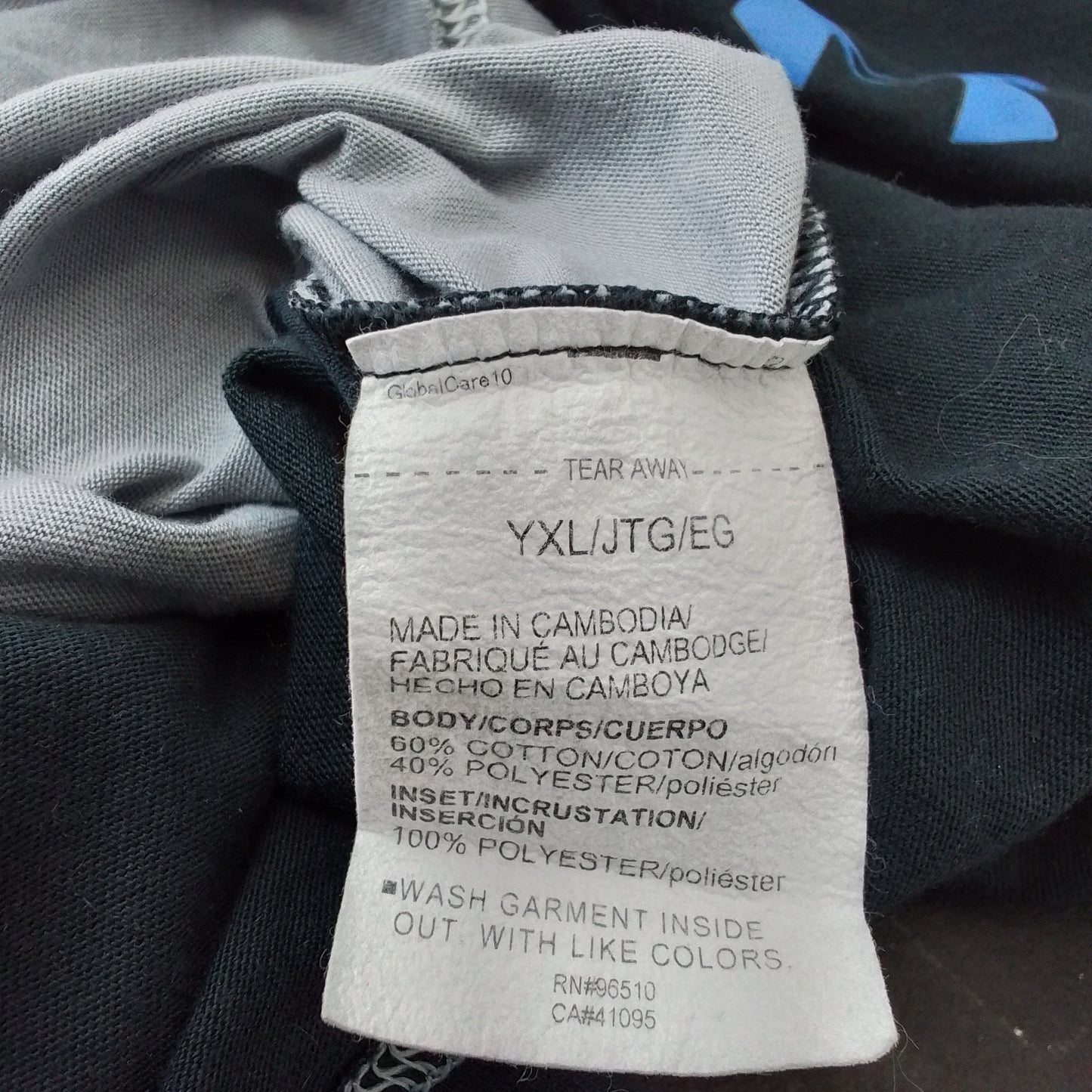 Under Armor Kids T-Shirt, Size L, Black/Blue/White/Grey, Polyester