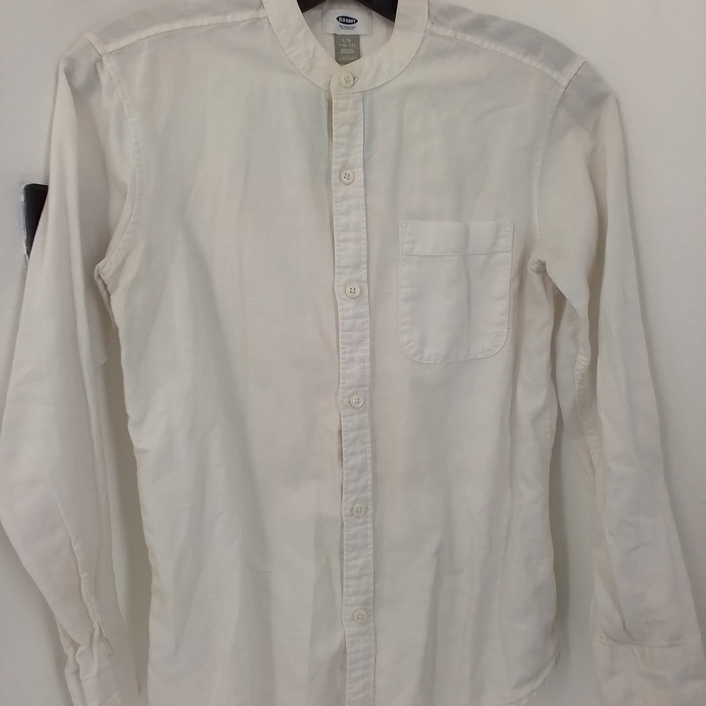 Old Navy Kids White Blouse - Cotton Linen, Sizes L/10/12