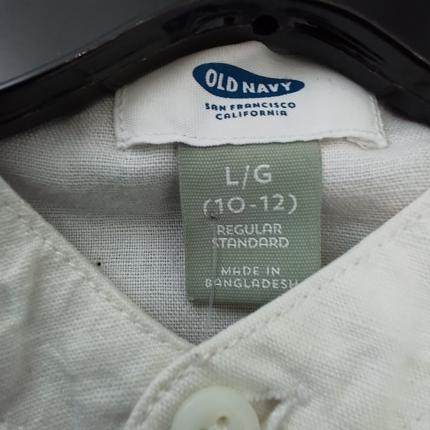 Old Navy Kids White Blouse - Cotton Linen, Sizes L/10/12