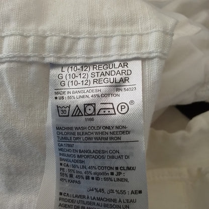 Old Navy Kids White Blouse - Cotton Linen, Sizes L/10/12