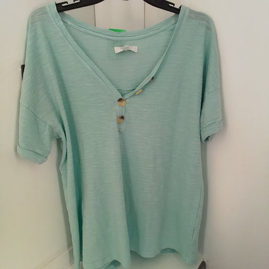 New Directions Women's Light Green Cotton Shirt - Size L