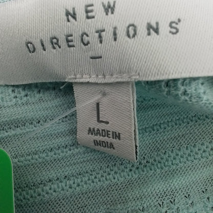 New Directions Women's Light Green Cotton Shirt - Size L