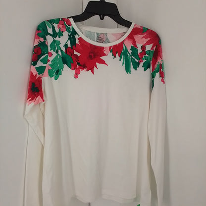 Kim Rogers Women's Cotton Shirt - L - White/Red/Green