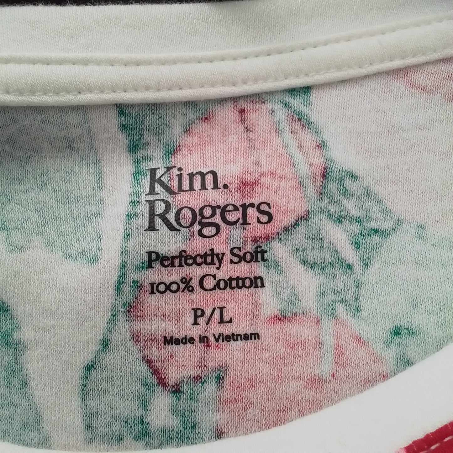 Kim Rogers Women's Cotton Shirt - L - White/Red/Green