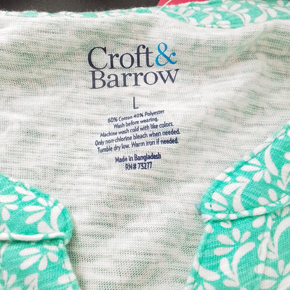 Croft & Borrow Women's Shirt L Green White