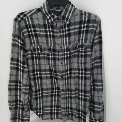 George Men's Button Up Shirt S White/Black Polyester