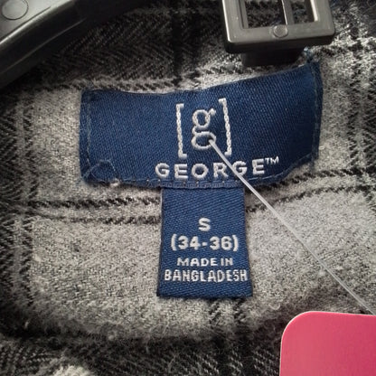 George Men's Button Up Shirt S White/Black Polyester