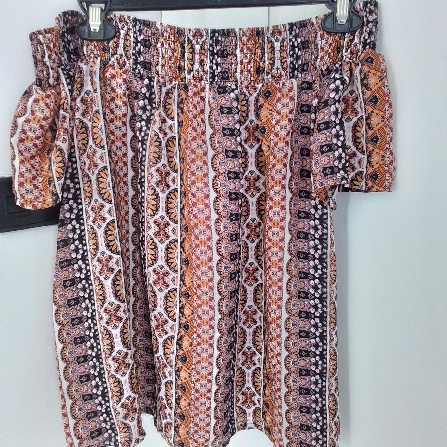 Women's Polyester Shirt - Orange/Brown/Salmon - Size M