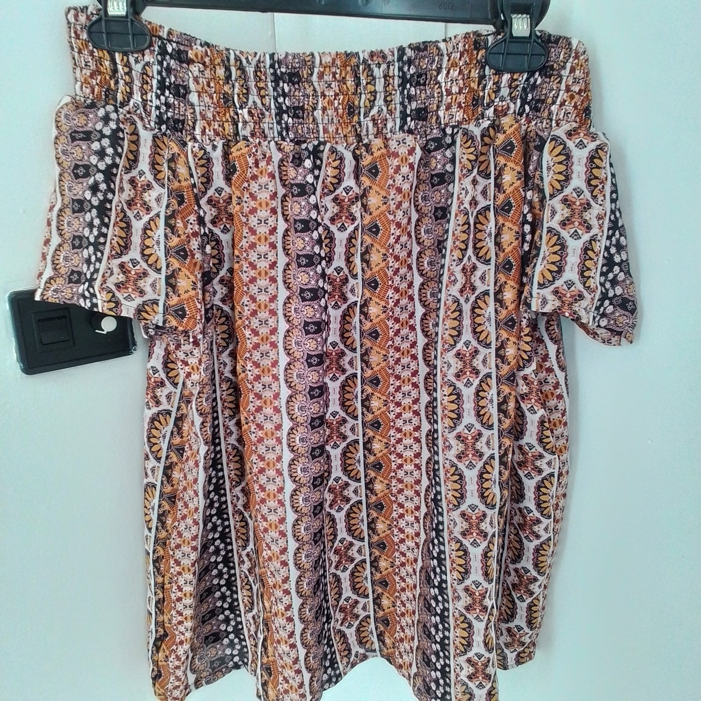 Women's Polyester Shirt - Orange/Brown/Salmon - Size M