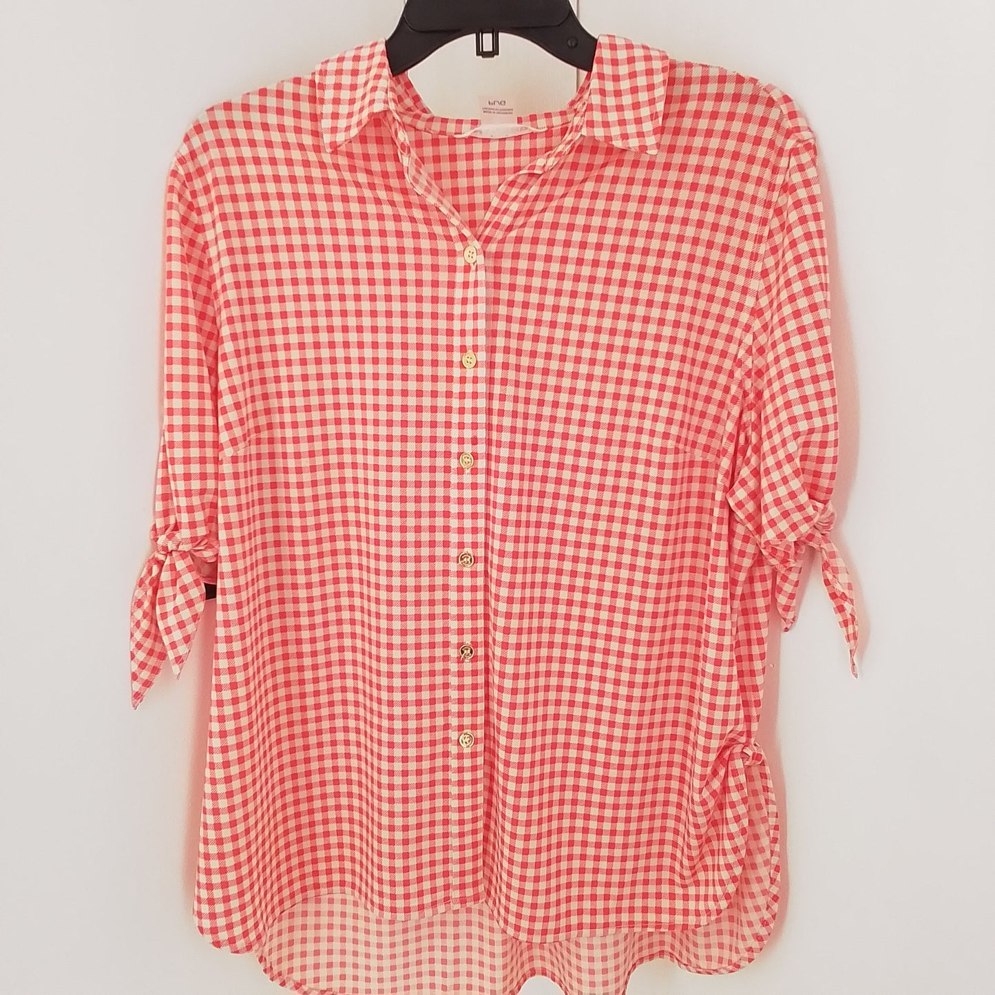 Women's Orange & White Party Blouse - Size L, Gently Used