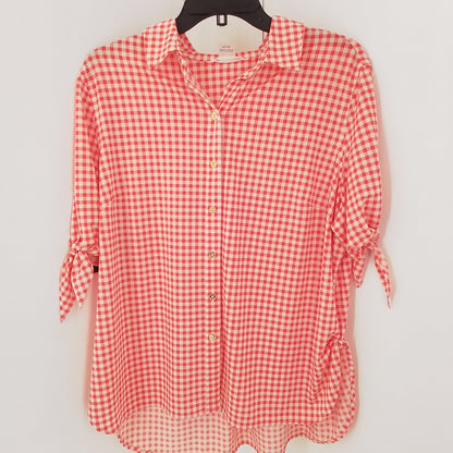 Women's Orange & White Party Blouse - Size L, Gently Used