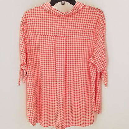 Women's Orange & White Party Blouse - Size L, Gently Used