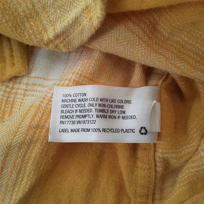 Women's XL Cotton Button Up Shirt - Yellow/White
