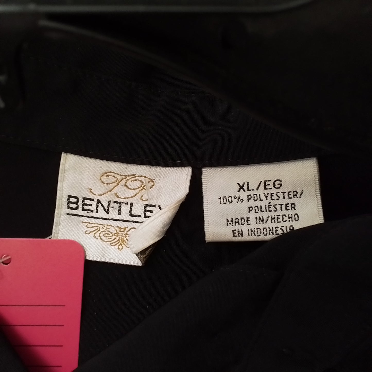 Men's Bentley Black Polyester Button Up Shirt - XL