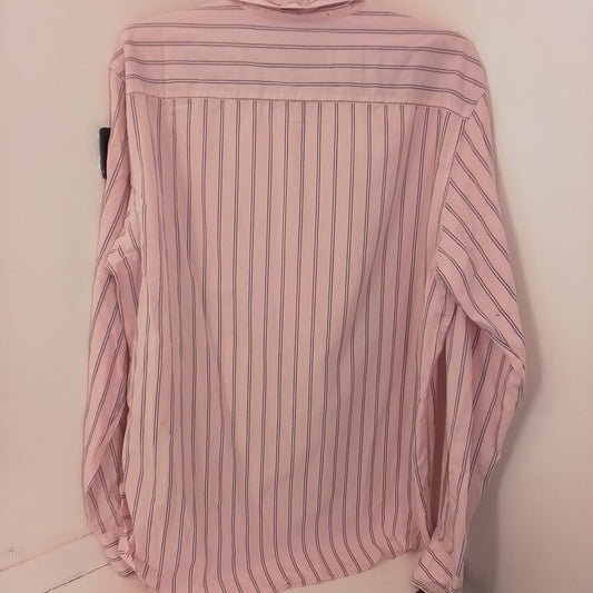 American Eagle Outfitters Men's Pink Striped Button Up Shirt - Size L, Cotton