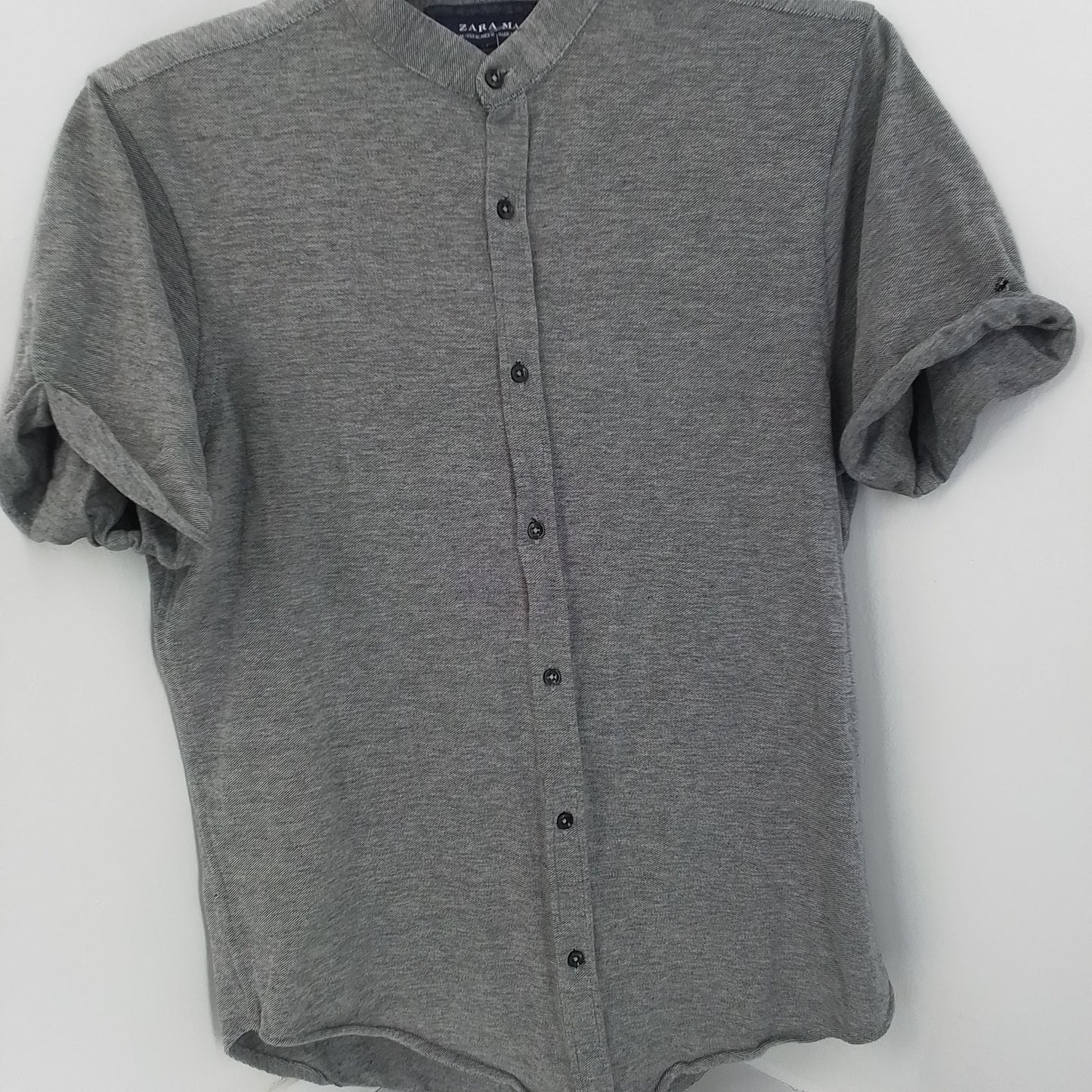 Men's Grey Cotton Button Up Shirt