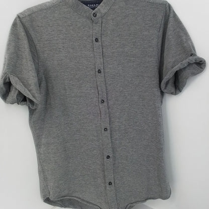 Men's Grey Cotton Button Up Shirt