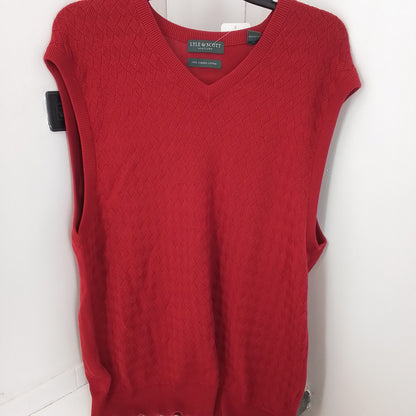 Men's Red Cotton Vest Sweater - Size L