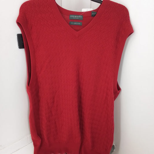 Men's Red Cotton Vest Sweater - Size L