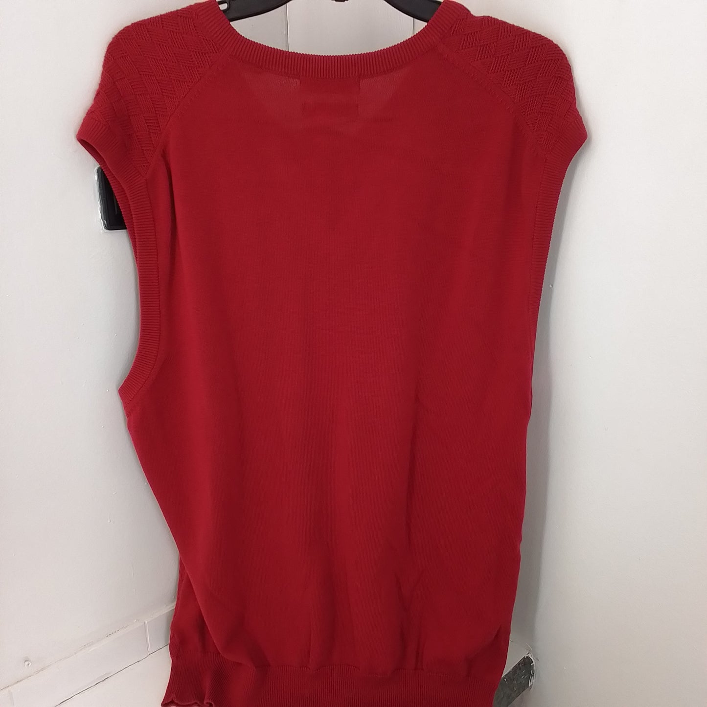 Men's Red Cotton Vest Sweater - Size L