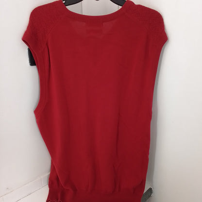 Men's Red Cotton Vest Sweater - Size L