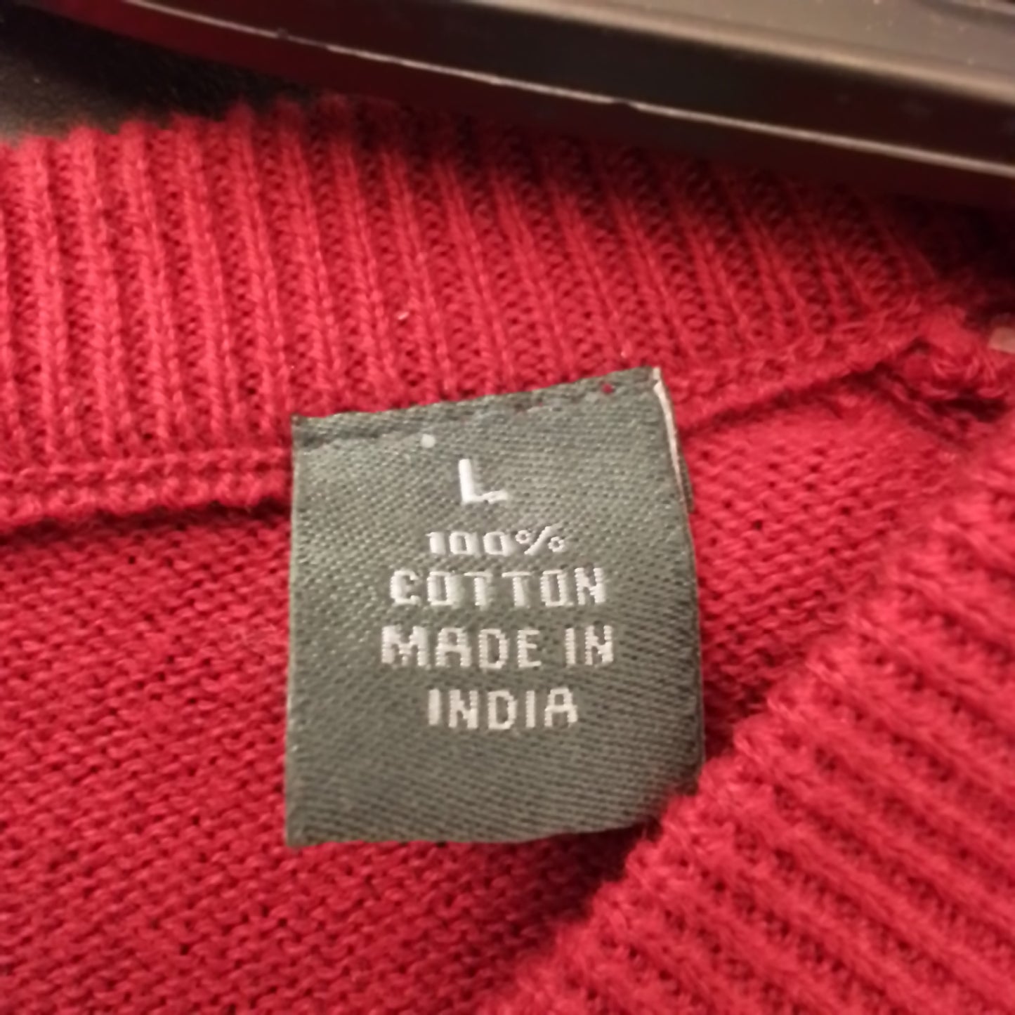 Men's Red Cotton Vest Sweater - Size L