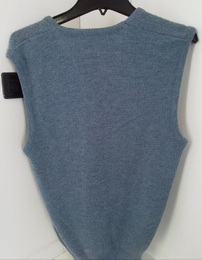 Men's Blue Acrylic Vest Sweater - Size L