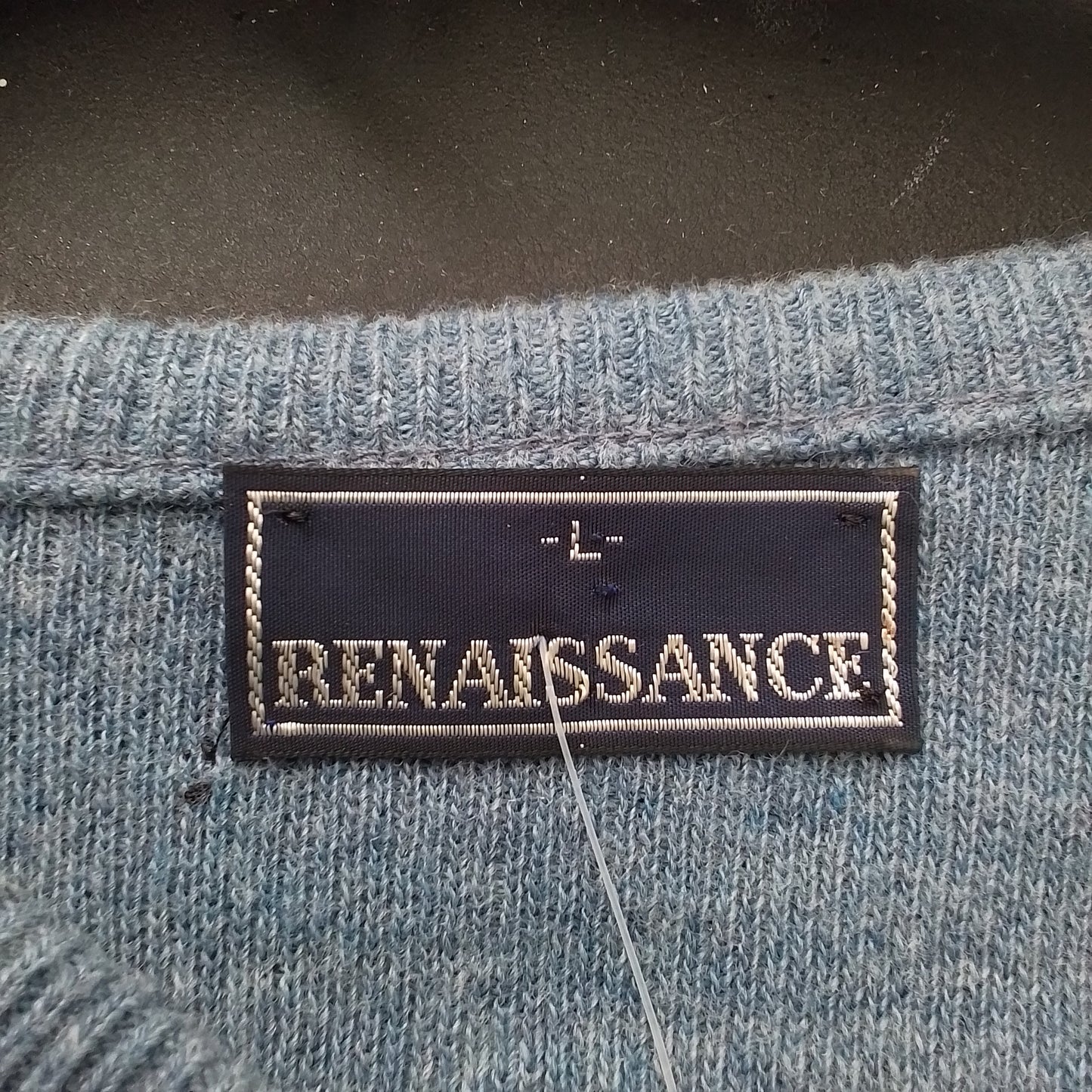 Men's Blue Acrylic Vest Sweater - Size L