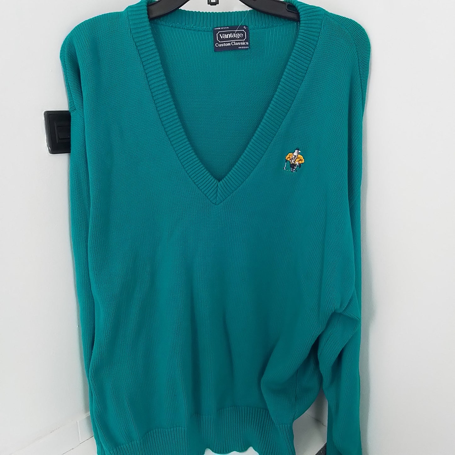 Men's Teal Cotton Sweater - Size L